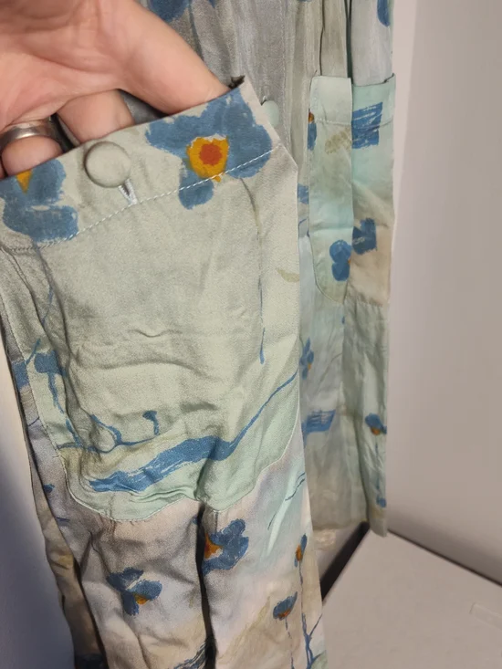 Sleeveless Midi Button-Front Dress in Light Blue and Gray #23 - Picture 2 of 3